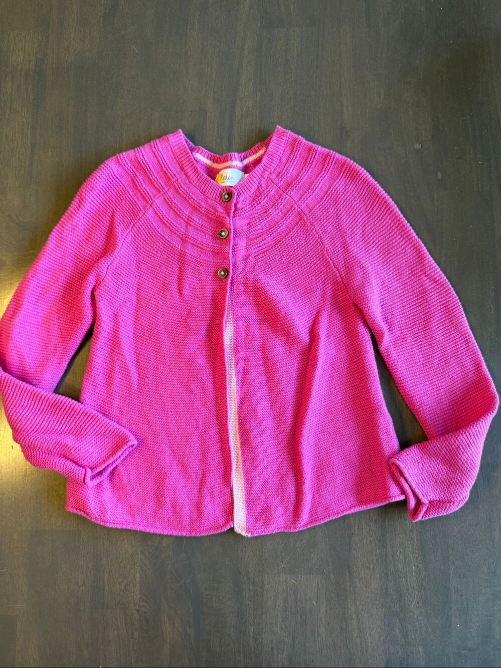 Mini Boden size 6-7 vibrant pink 3 Button Sweater Cardigan